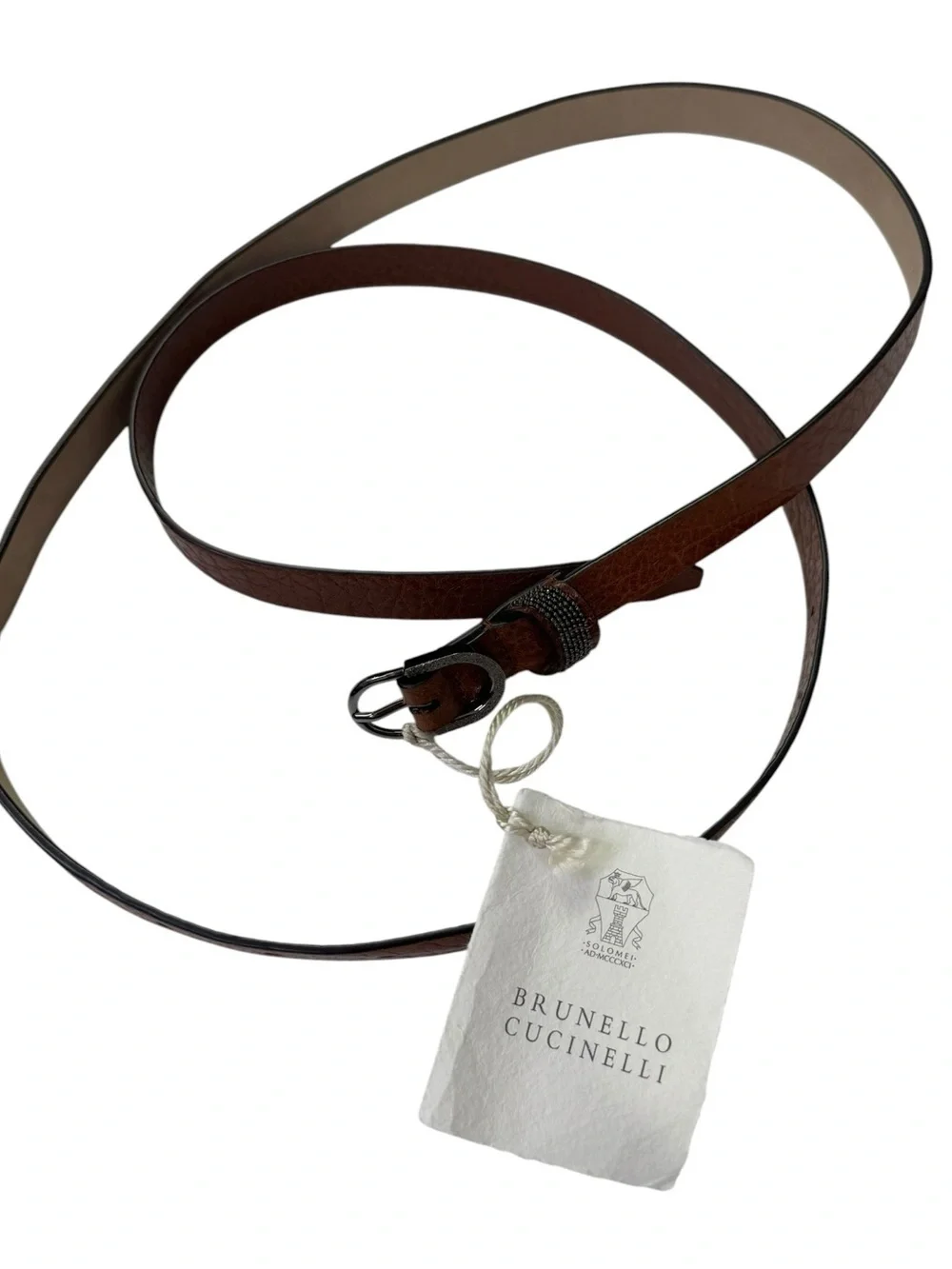 NEW Brunello Cucinelli Thin Leather Belt Brown Size Small